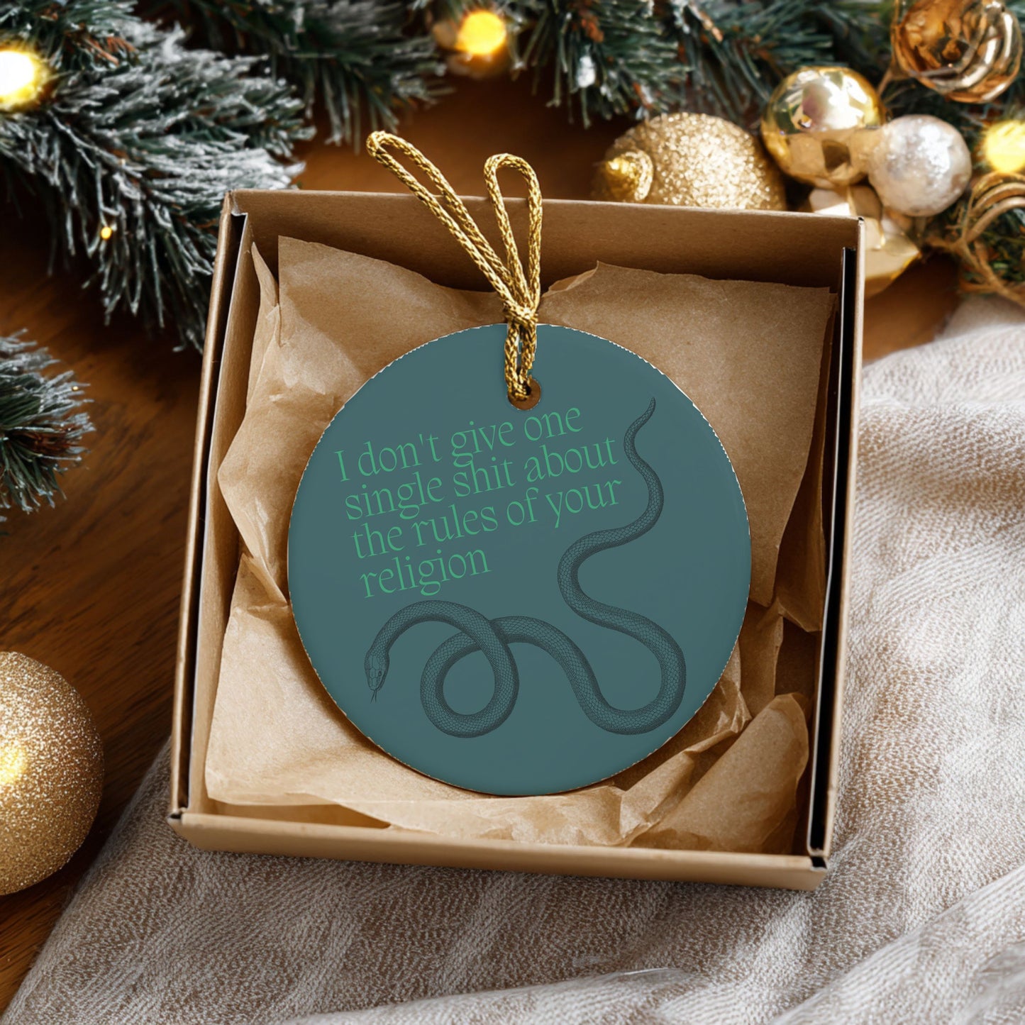 I Don't Give One Single Shit Ceramic Ornament | Bold Decor for Rebels & Free Thinkers