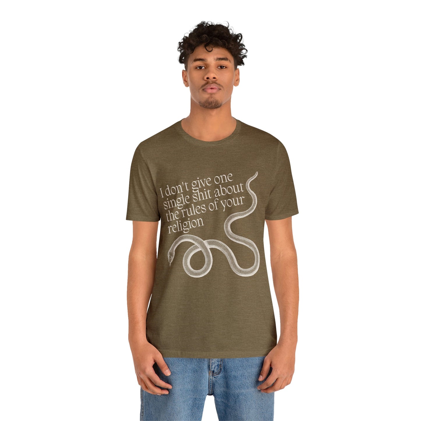 I Don't Give One Single Sh*t About the Rules of Your Religion Men's Short Sleeve Tee [Multiple Color Options]