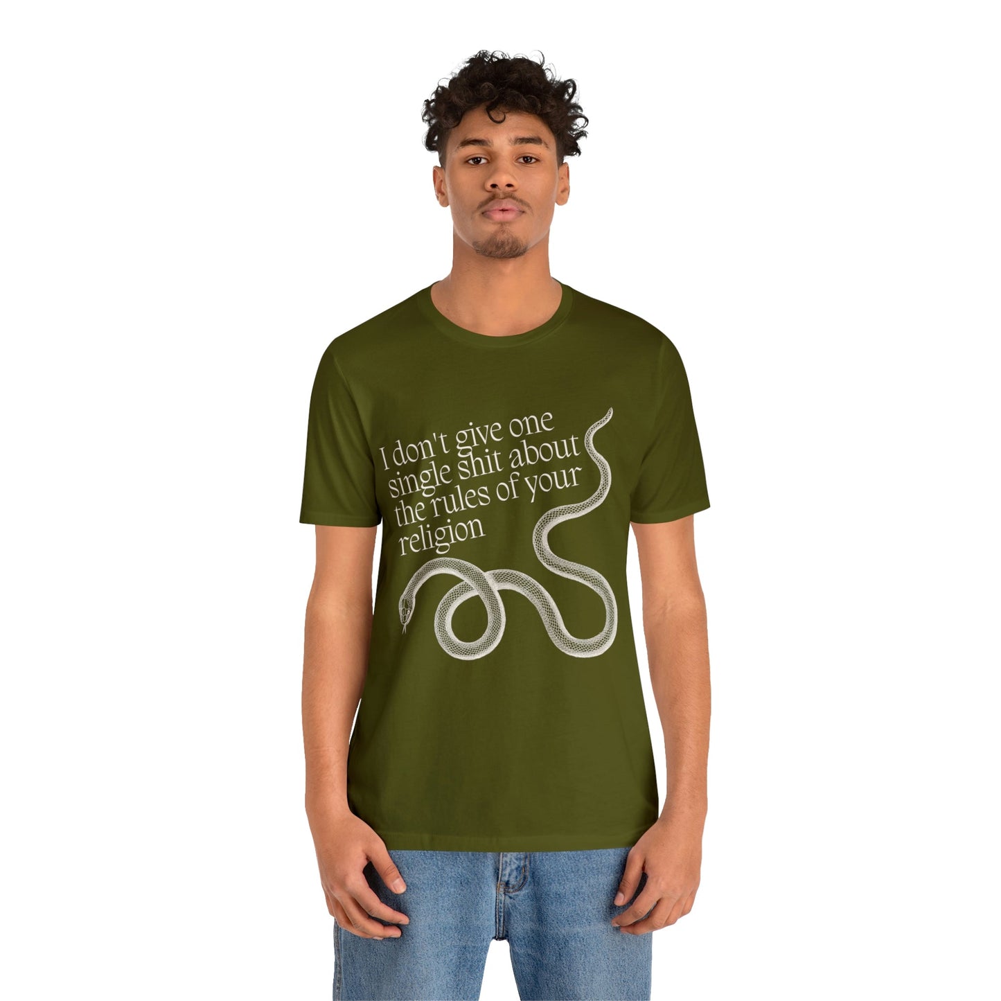 I Don't Give One Single Sh*t About the Rules of Your Religion Men's Short Sleeve Tee [Multiple Color Options]