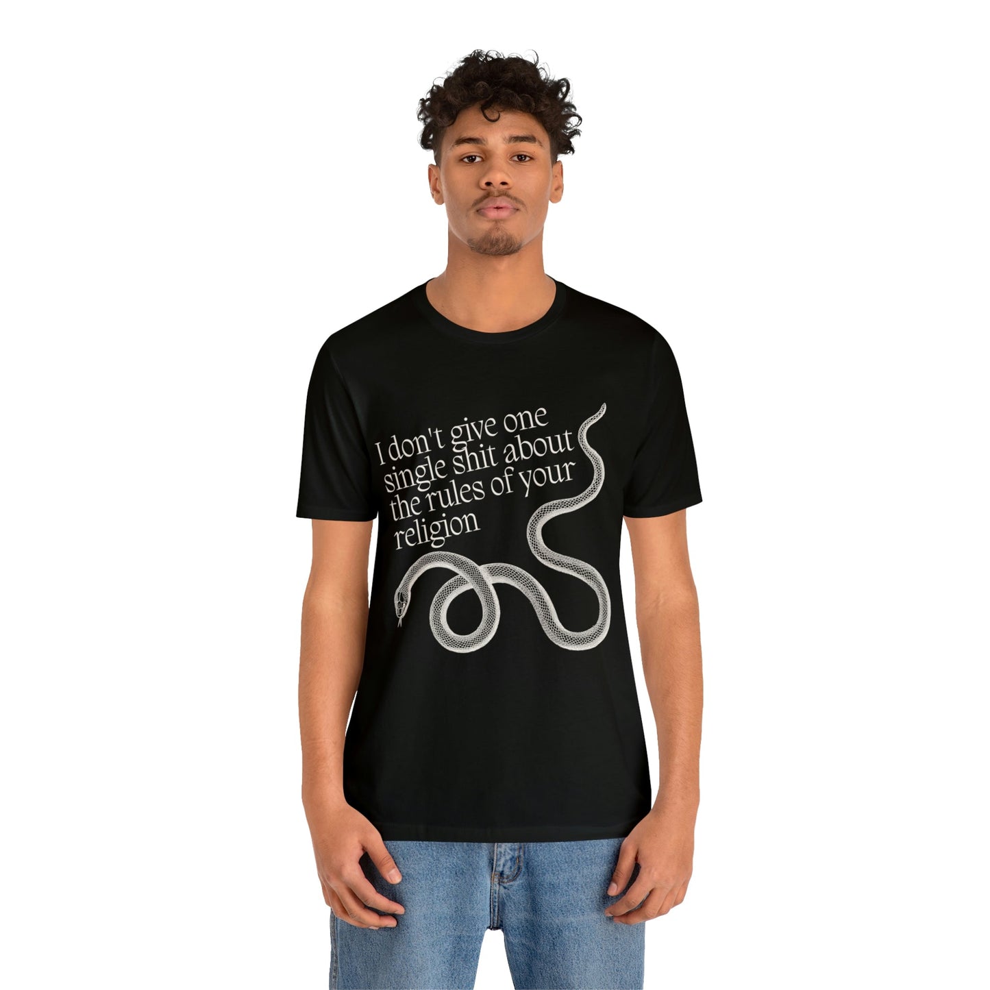 I Don't Give One Single Sh*t About the Rules of Your Religion Men's Short Sleeve Tee [Multiple Color Options]