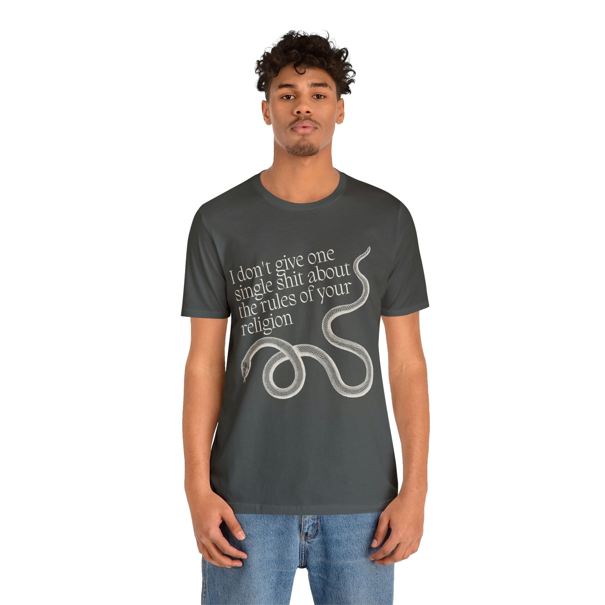 I Don't Give One Single Sh*t About the Rules of Your Religion Men's Short Sleeve Tee [Multiple Color Options]