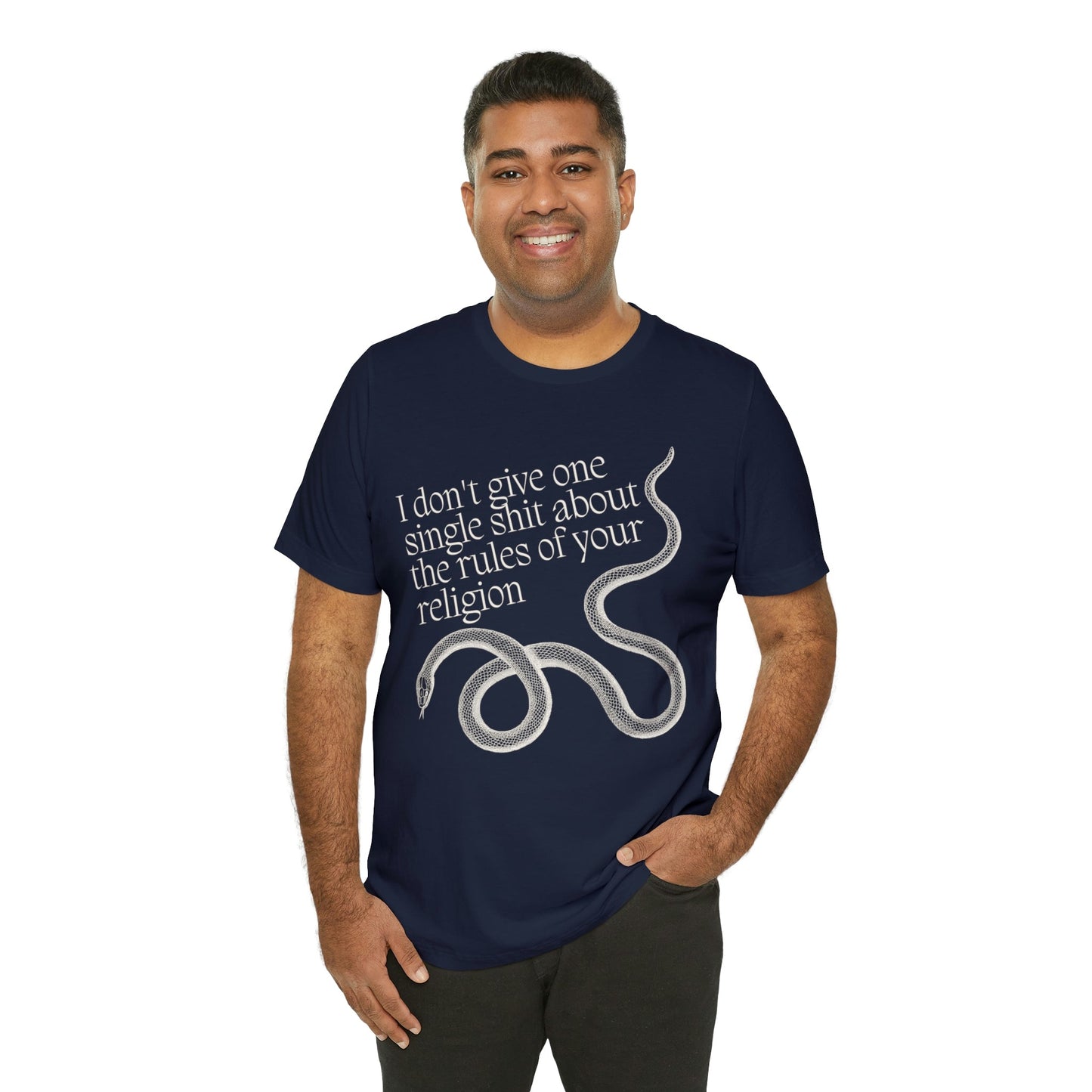 I Don't Give One Single Sh*t About the Rules of Your Religion Men's Short Sleeve Tee [Multiple Color Options]