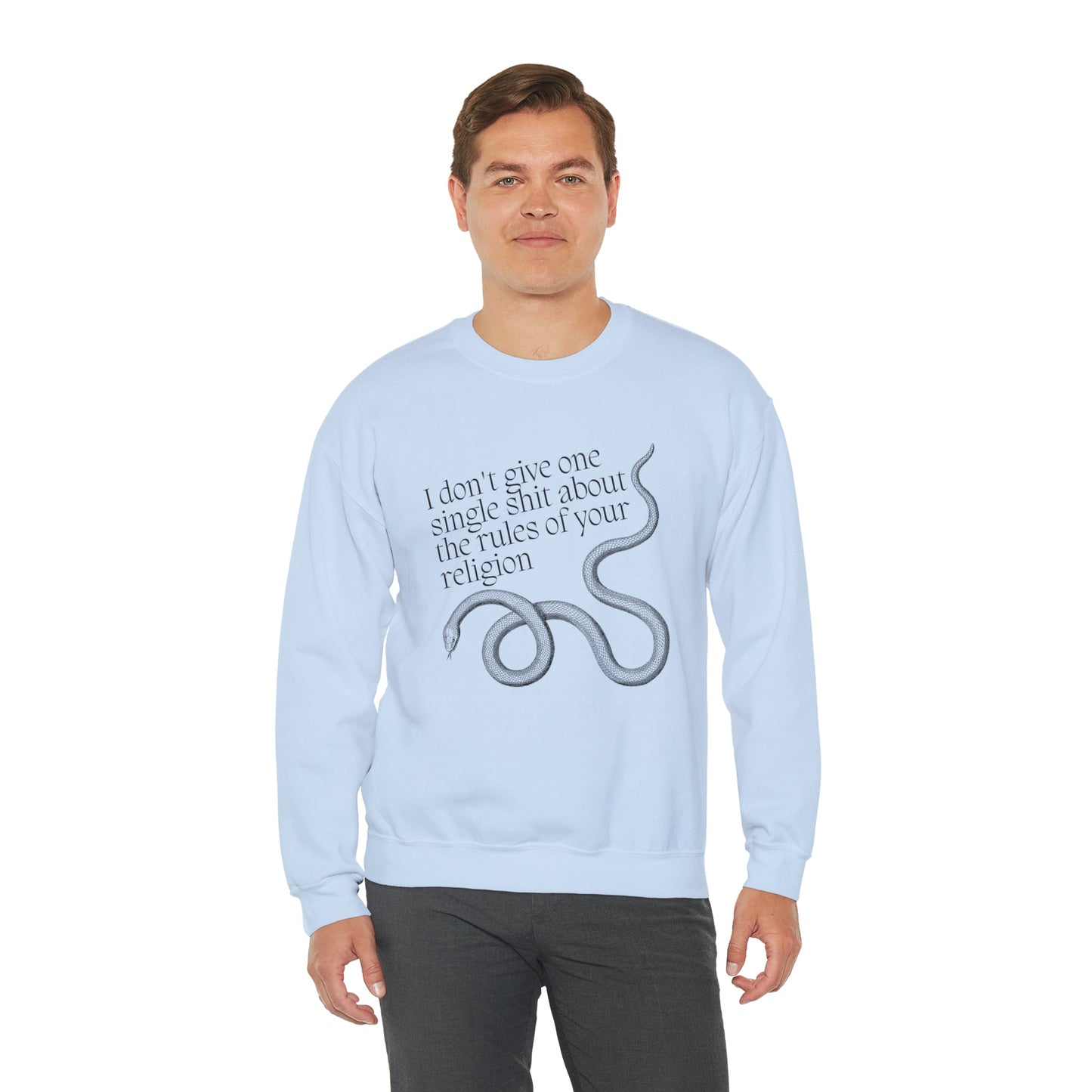 I Don't Give One Single Sh*t About the Rules of Your Religion Unisex Heavy Blend™ Crewneck Sweatshirt