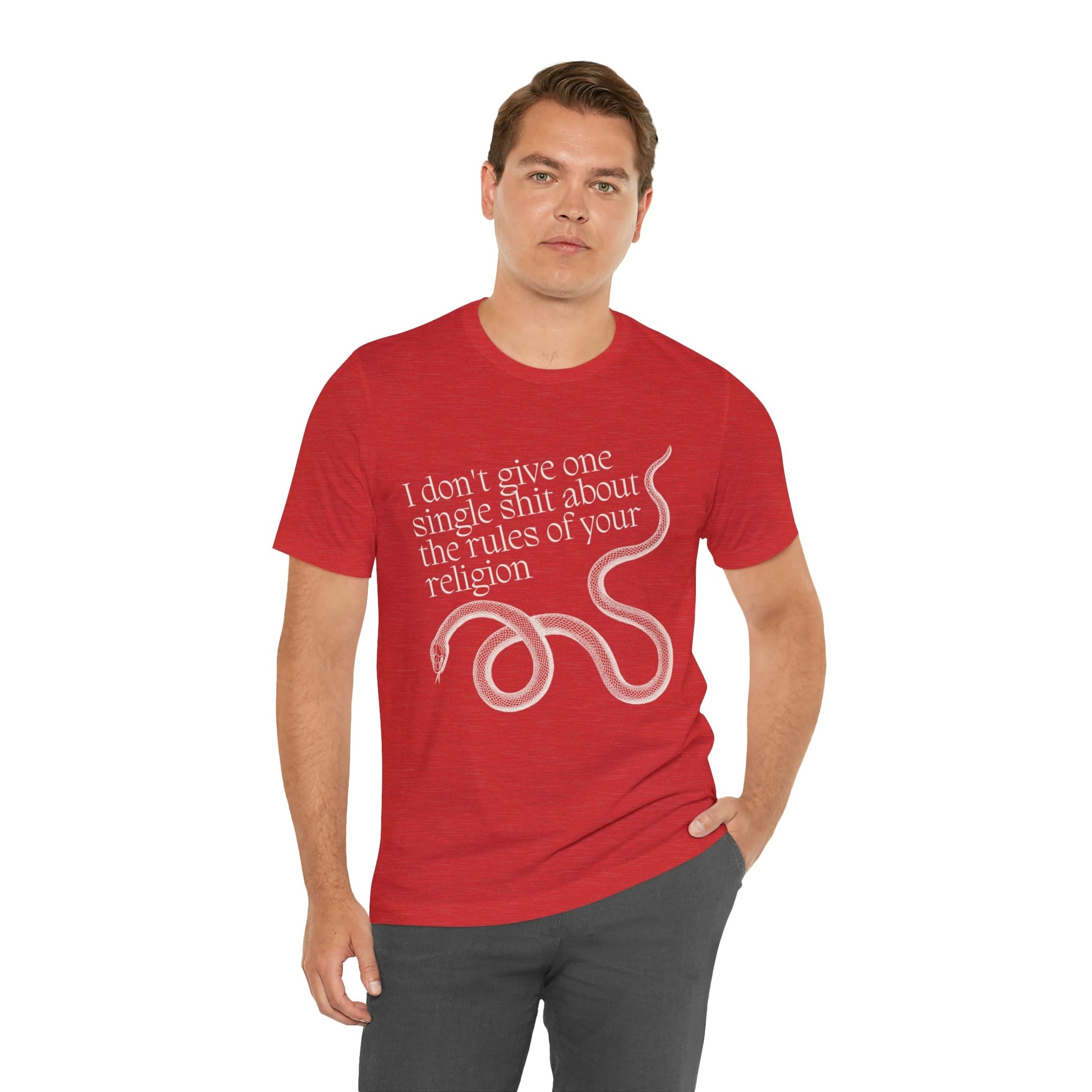 I Don't Give One Single Sh*t About the Rules of Your Religion Unisex Short Sleeve Tee [Multiple Color Options]