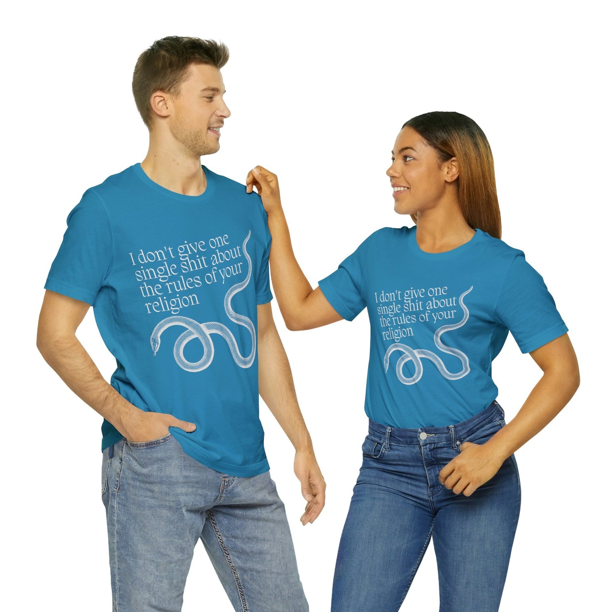 I Don't Give One Single Sh*t About the Rules of Your Religion Unisex Short Sleeve Tee [Multiple Color Options]