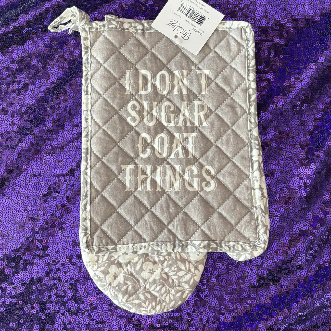 I Don't Sugar Coat Things Pot Holder & Oven Mitt Set | Floral Oven Gloves Potholders for Kitchen