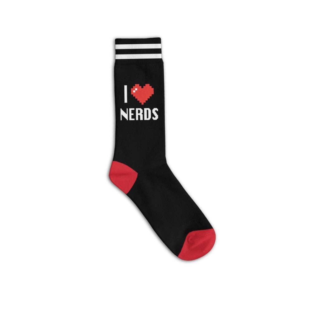 I Heart Nerds Socks | Unisex Black Funny Socks