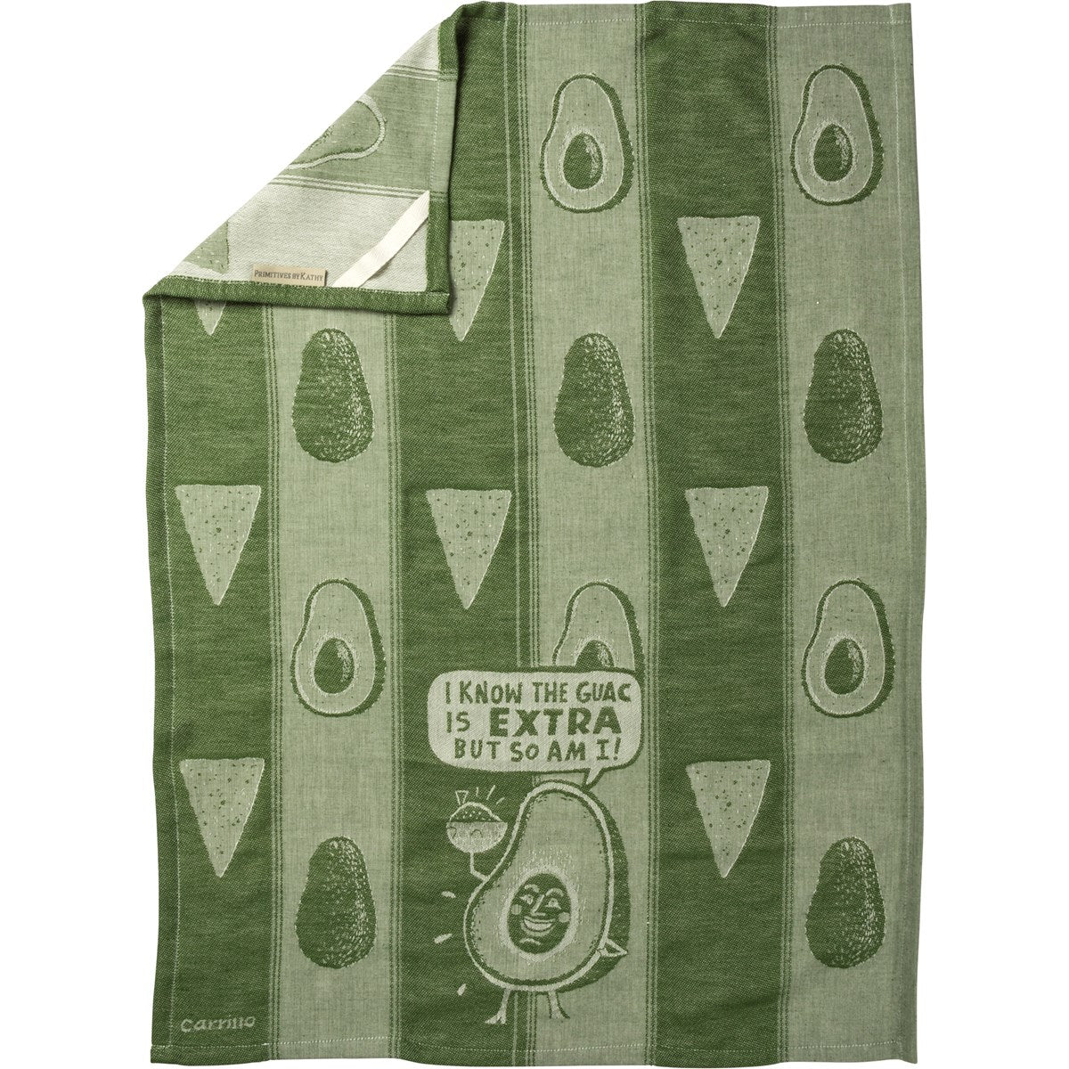 I Know The Guac Is Extra But So Am I Woven Green Funny Dish Cloth Towel| All-Over Design | Unfolds 20" x 28"