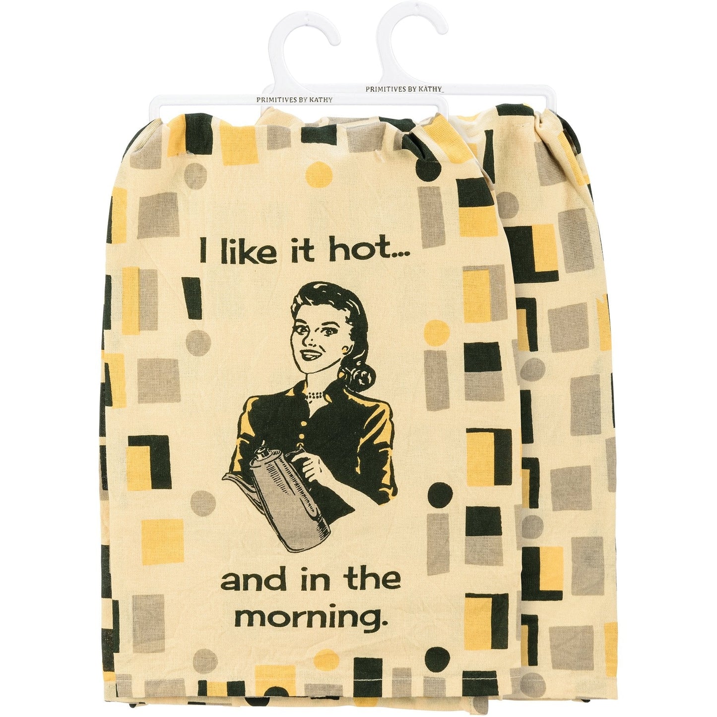 I Like It Hot And In The Morning Dish Cloth Towel | Novelty Tea Towel | Cute Kitchen Hand Towel | 28" x 28"