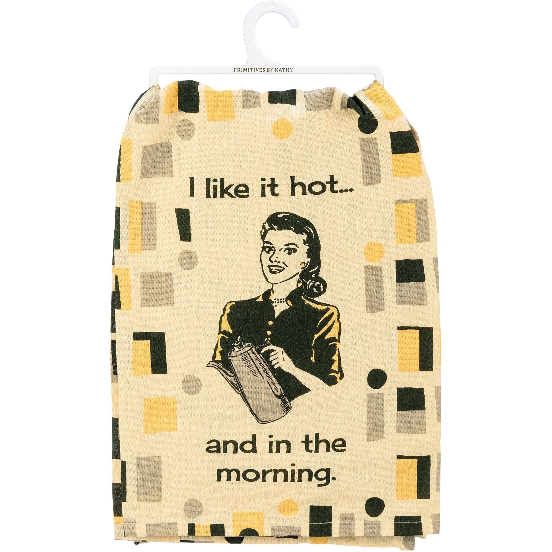I Like It Hot And In The Morning Dish Cloth Towel | Novelty Tea Towel | Cute Kitchen Hand Towel | 28" x 28"