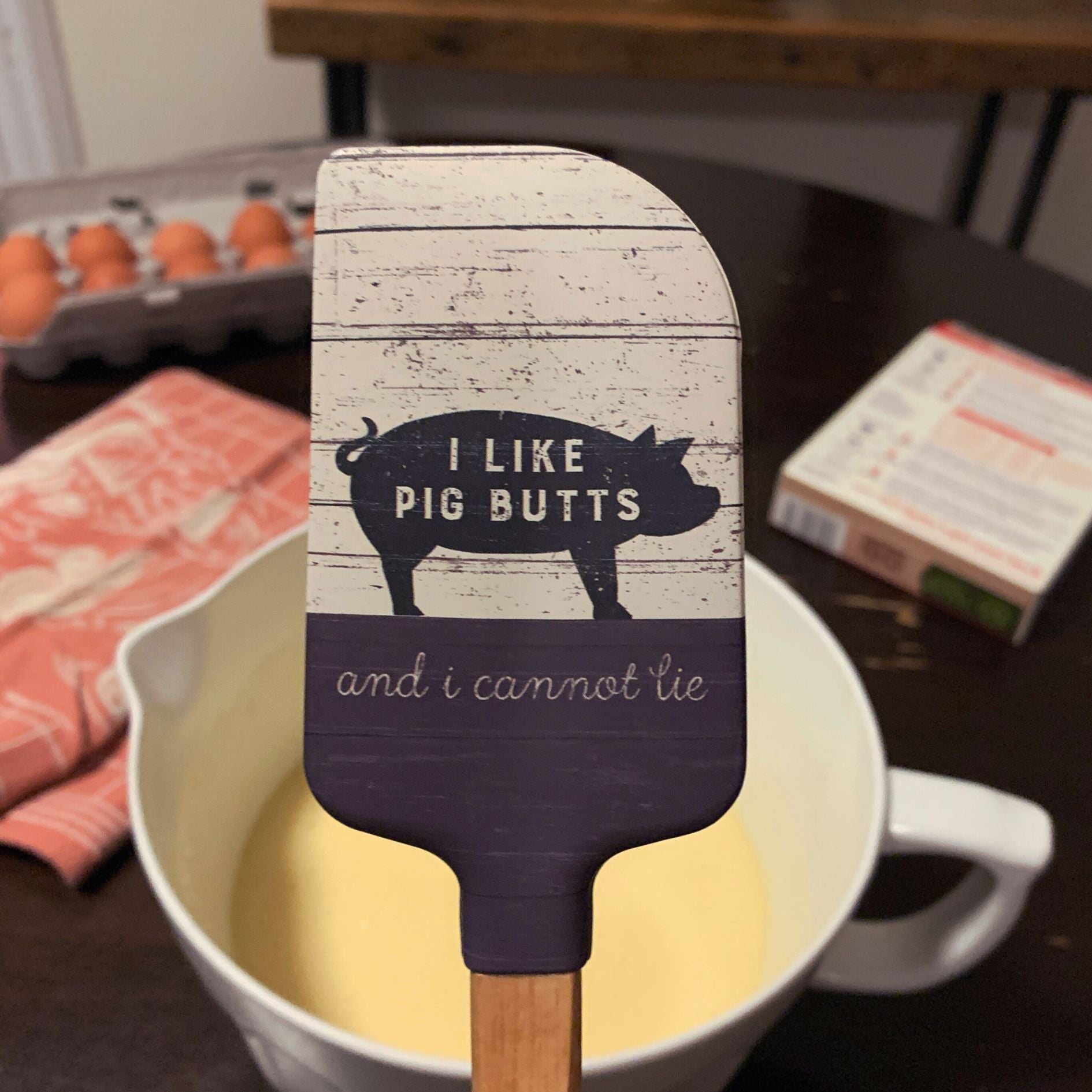 I Like Pig Butts And I Cannot Lie Spatula | Double-sided Silicone Spatula With a Wooden Handle