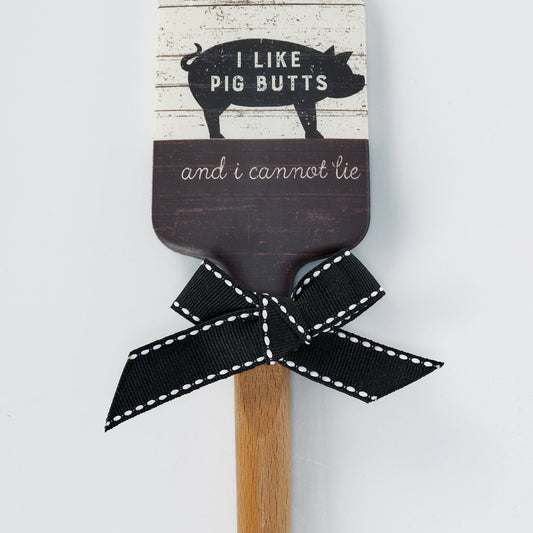 I Like Pig Butts And I Cannot Lie Spatula | Double-sided Silicone Spatula With a Wooden Handle