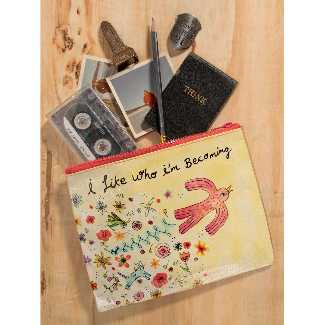 I Like Who I'm Becoming Zipper Pouch | 9.5" X 7.25" | BlueQ at GetBullish