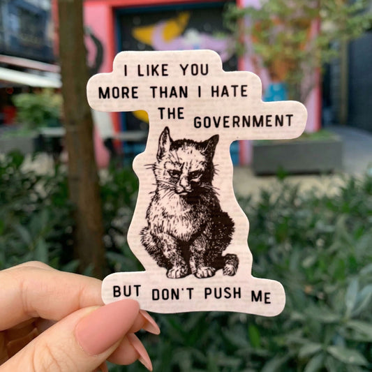 I Like You More Than I Hate the Government Victorian Cat Political Sticker