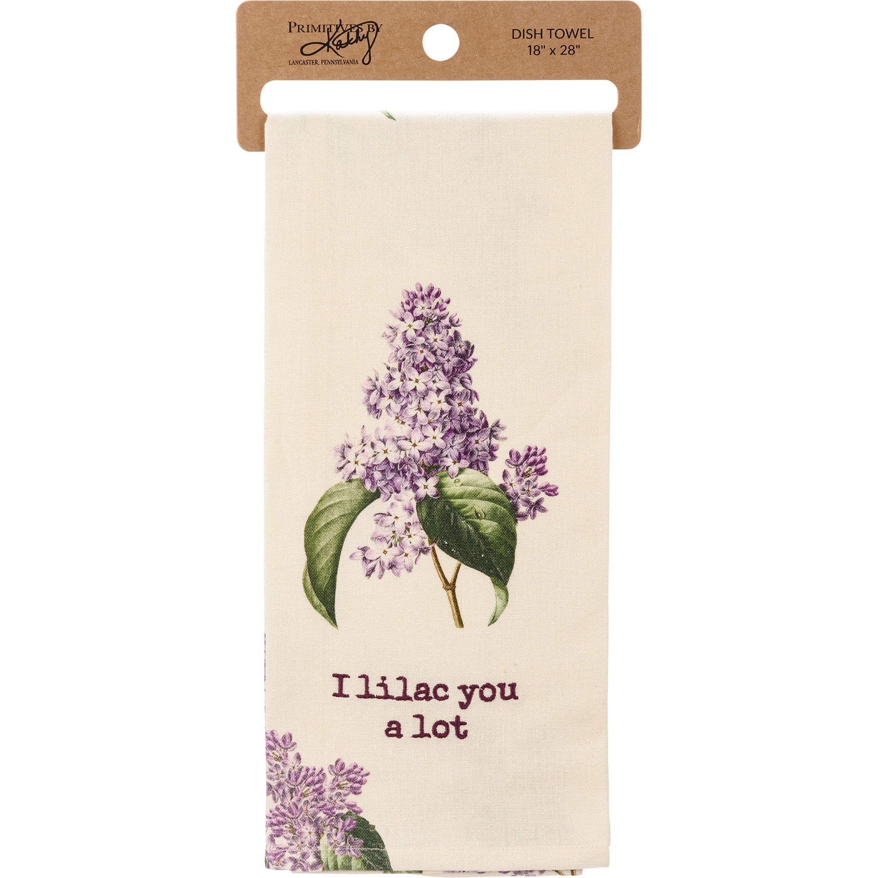 I Lilac You A Lot Dish Cloth Towel | Cotten Linen Novelty Tea Towel | Cute Kitchen Hand Towel | 18" x 28"