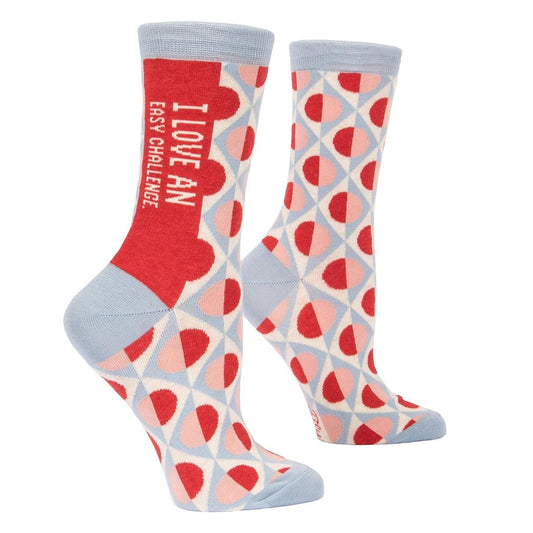 I Love An Easy Challenge Women's Crew Socks | BlueQ at GetBullish