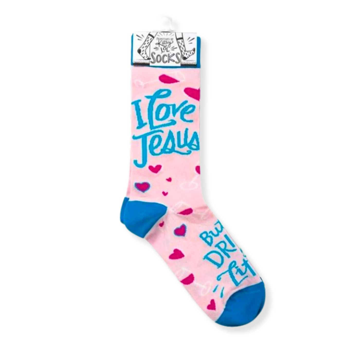 I Love Jesus But I Drink a Little Crew Socks in Pink Hearts