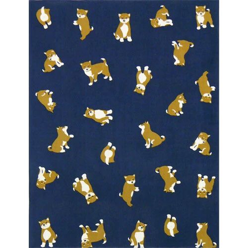 I Love Mameshiba, Con Tenugui Hankie Handkerchief in Blue | Cute Dog Prints Japanese Hand Cloth | 13.38" x 16.92"