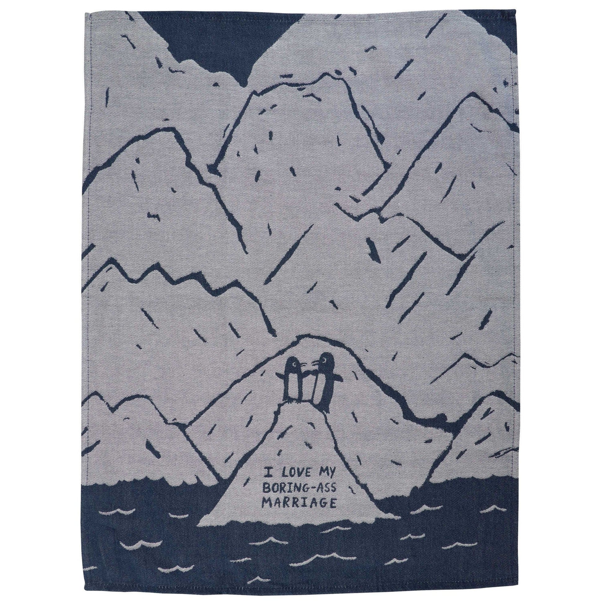 I Love My Boring- Ass Marriage Woven Dish Cloth Towel | Kitchen Tea Towel | 21" x 28" | BlueQ at GetBullish