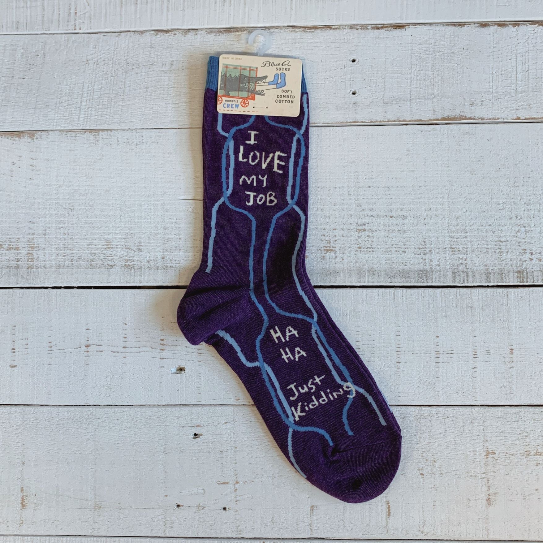 I Love My Job, Ha Ha, Just Kidding Women's Business Crew Socks | BlueQ at GetBullish