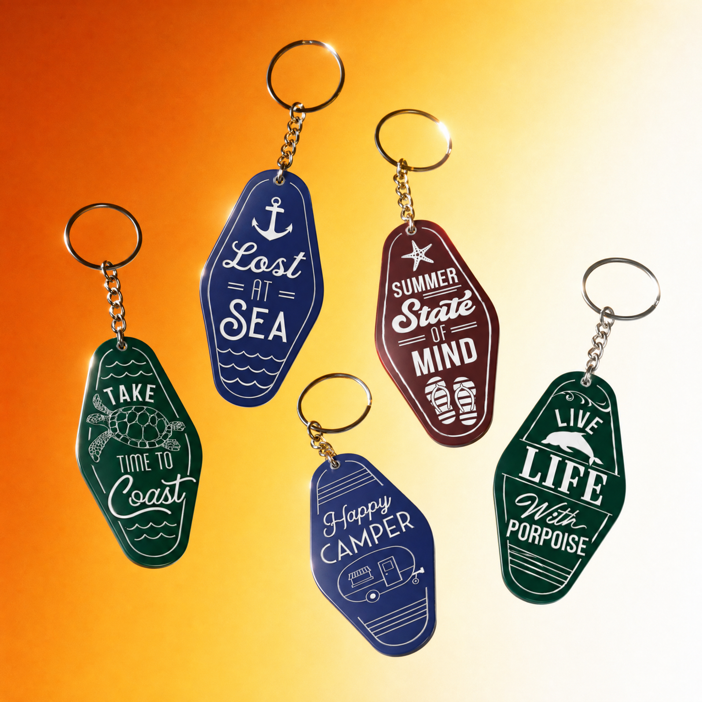 I Love Summer Pack of 5 Keychains