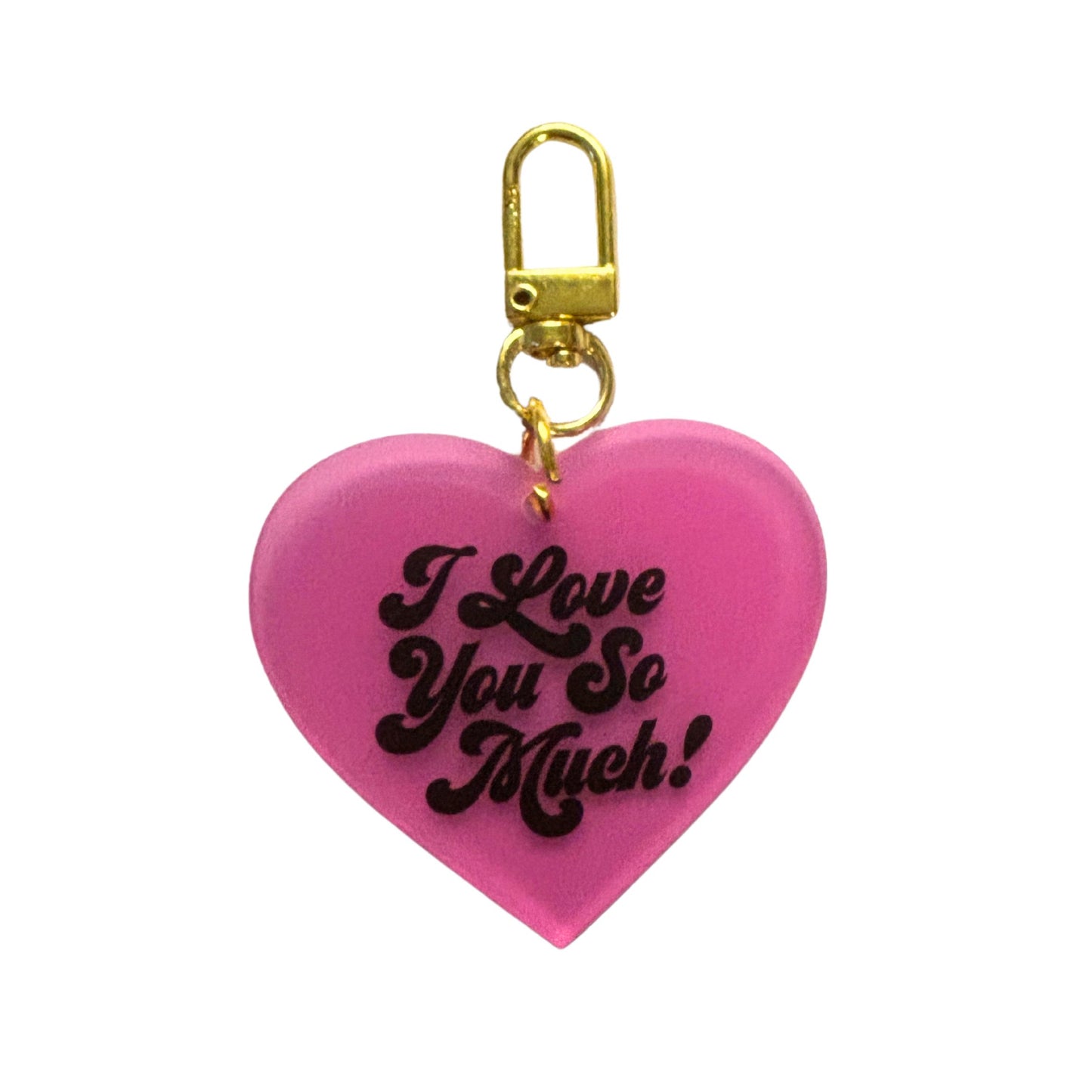 I Love You So Much Heart Keychain in Bubblegum Pink