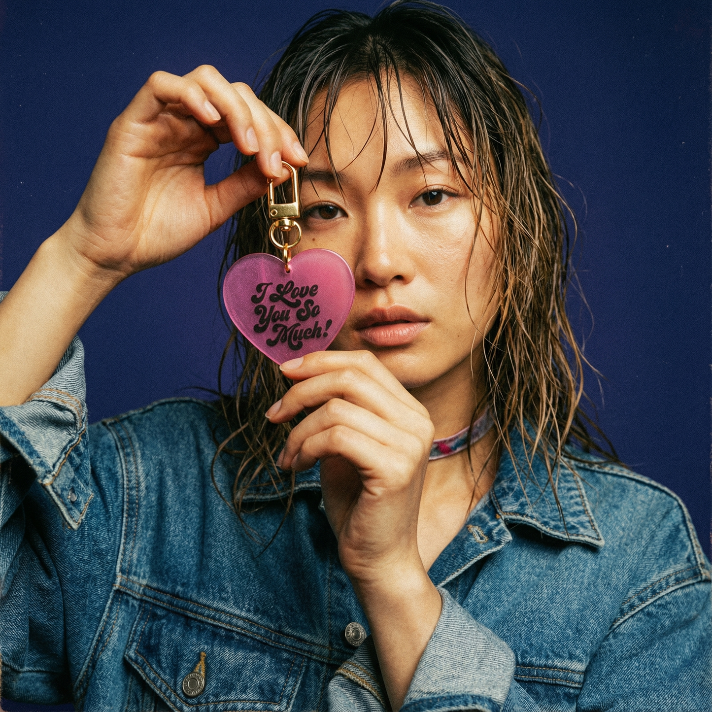 I Love You So Much Heart Keychain in Bubblegum Pink