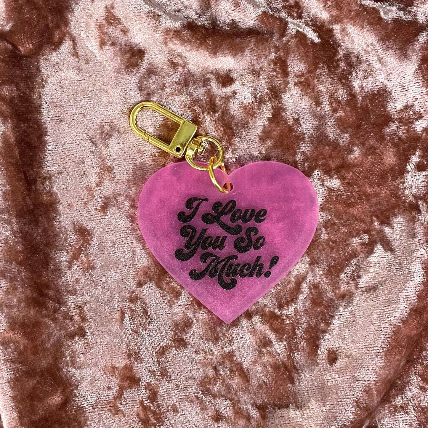 I Love You So Much Heart Keychain in Bubblegum Pink