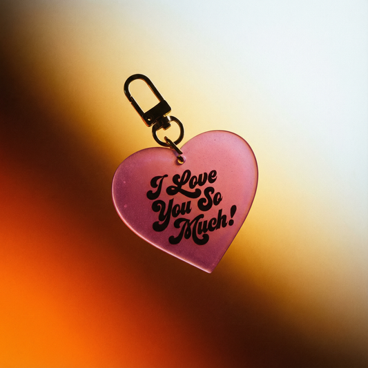 I Love You So Much Heart Keychain in Bubblegum Pink