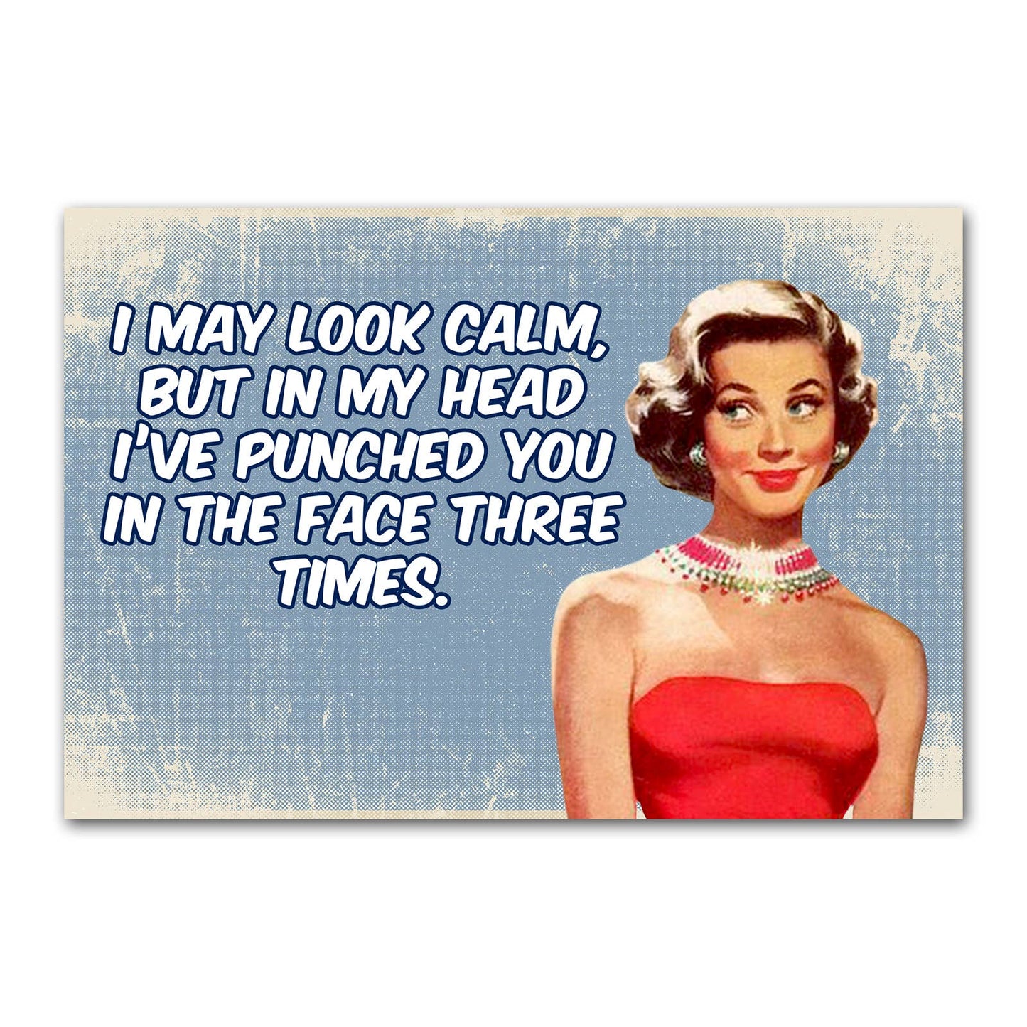 I May Look Calm But In My Head I’ve Punched You Funny Magnet | Sarcastic Retro Refrigerator Magnet
