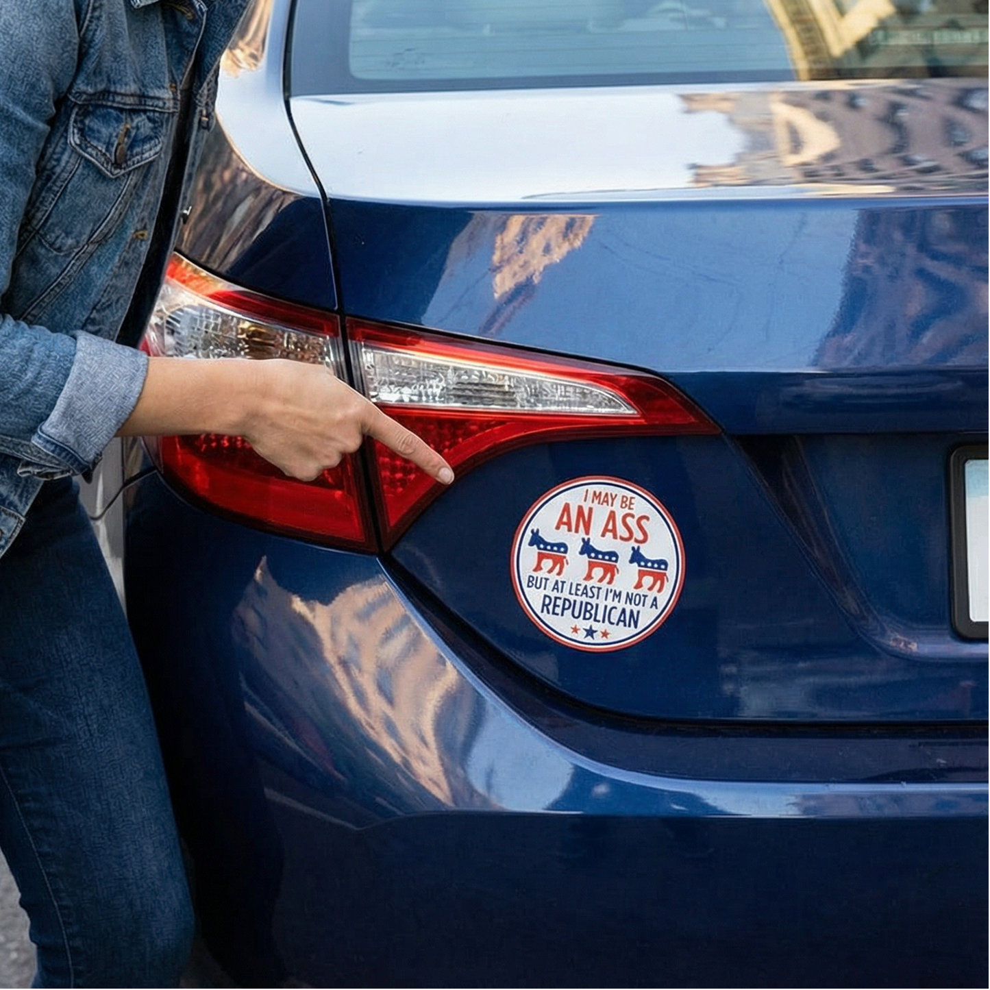 I May be an Ass But At Least I'm Not a Republican Car Magnet | 5" Diameter