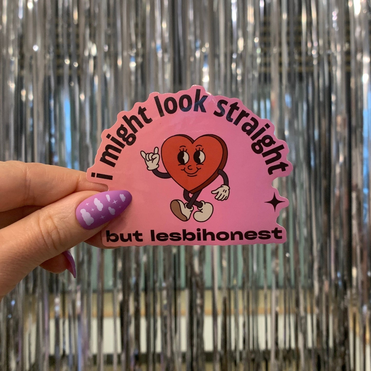 I Might Look Straight But Lesbihonest Heart Sticker | Vinyl Die Cut Decal | LGBT Pride