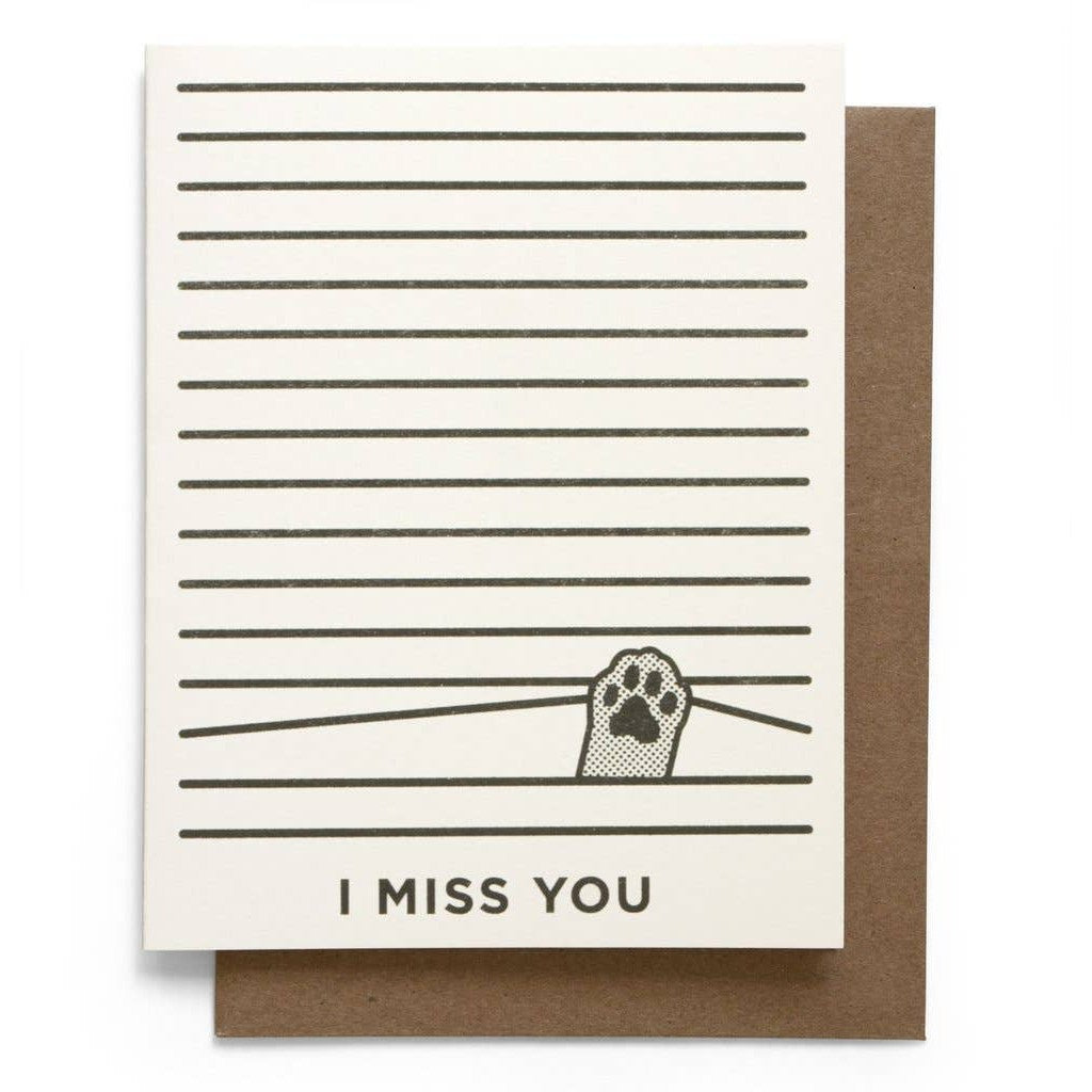 I Miss You Kitty Paw Greeting Card