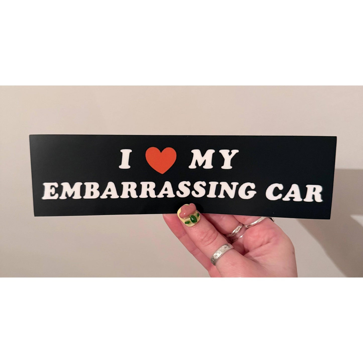 I ❤️ My Embarrassing Car Bumper Sticker in Black