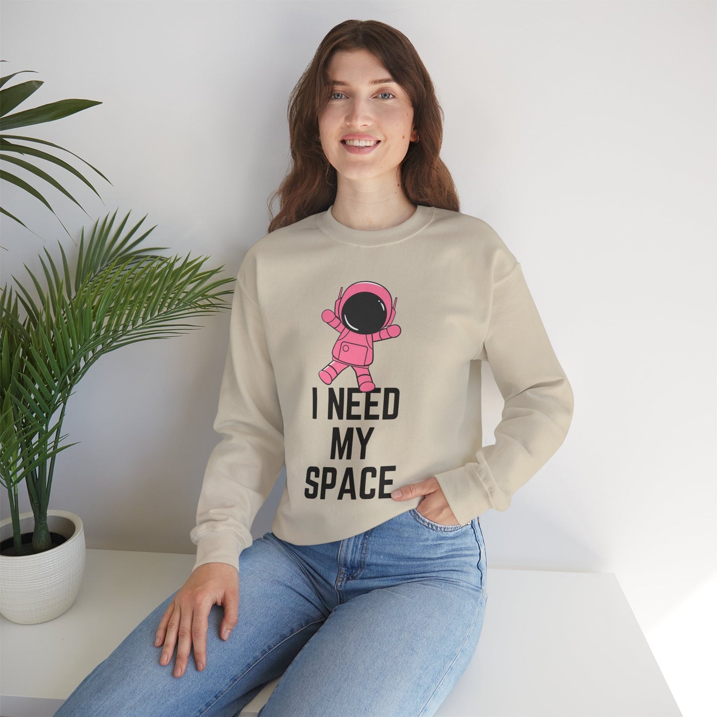 I Need My Space Astronaut Unisex Heavy Blend™ Crewneck Sweatshirt Sizes SM-5XL | Plus Size Available