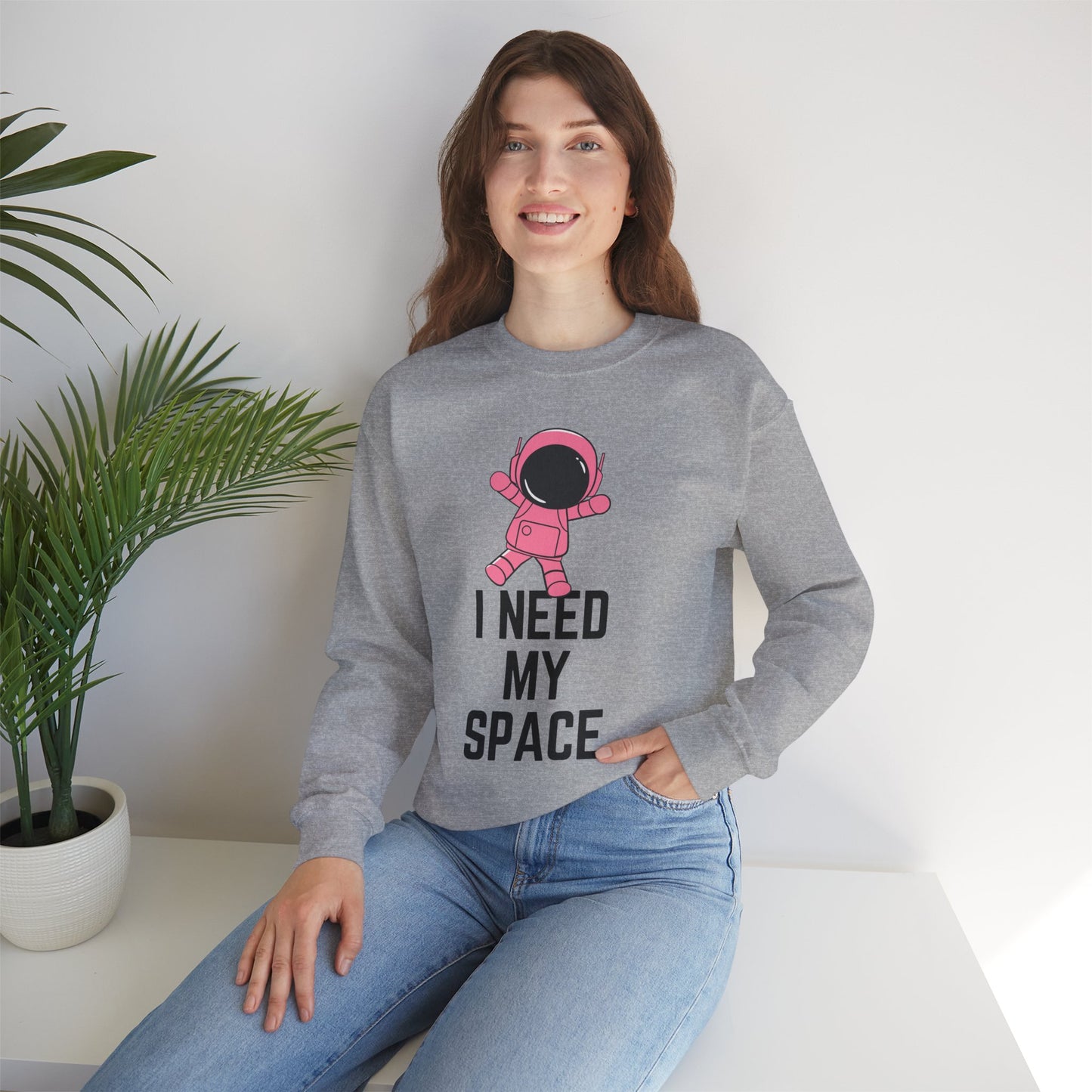 I Need My Space Astronaut Unisex Heavy Blend™ Crewneck Sweatshirt Sizes SM-5XL | Plus Size Available