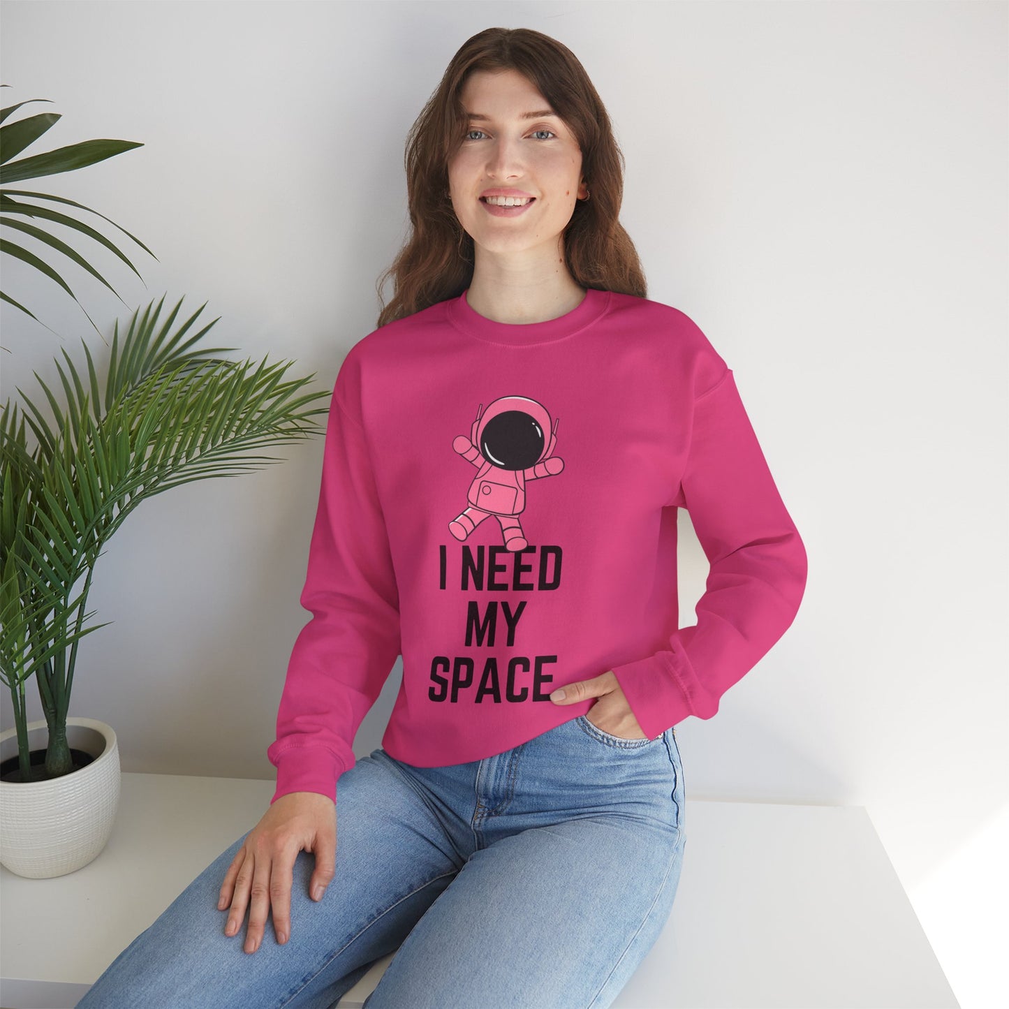 I Need My Space Astronaut Unisex Heavy Blend™ Crewneck Sweatshirt Sizes SM-5XL | Plus Size Available