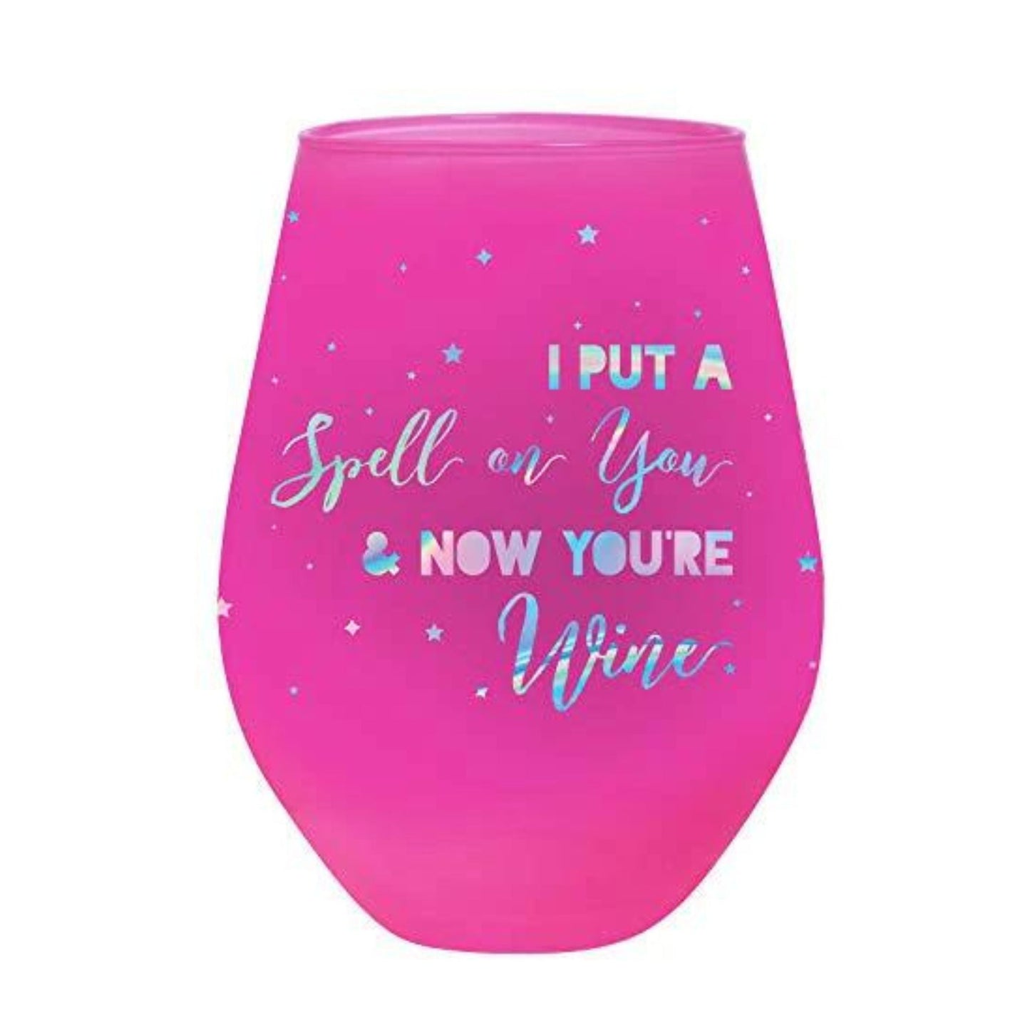 I Put A Spell On You Jumbo Stemless Wine Glass in Hot Pink | Halloween/Holiday Gifts Drinkware