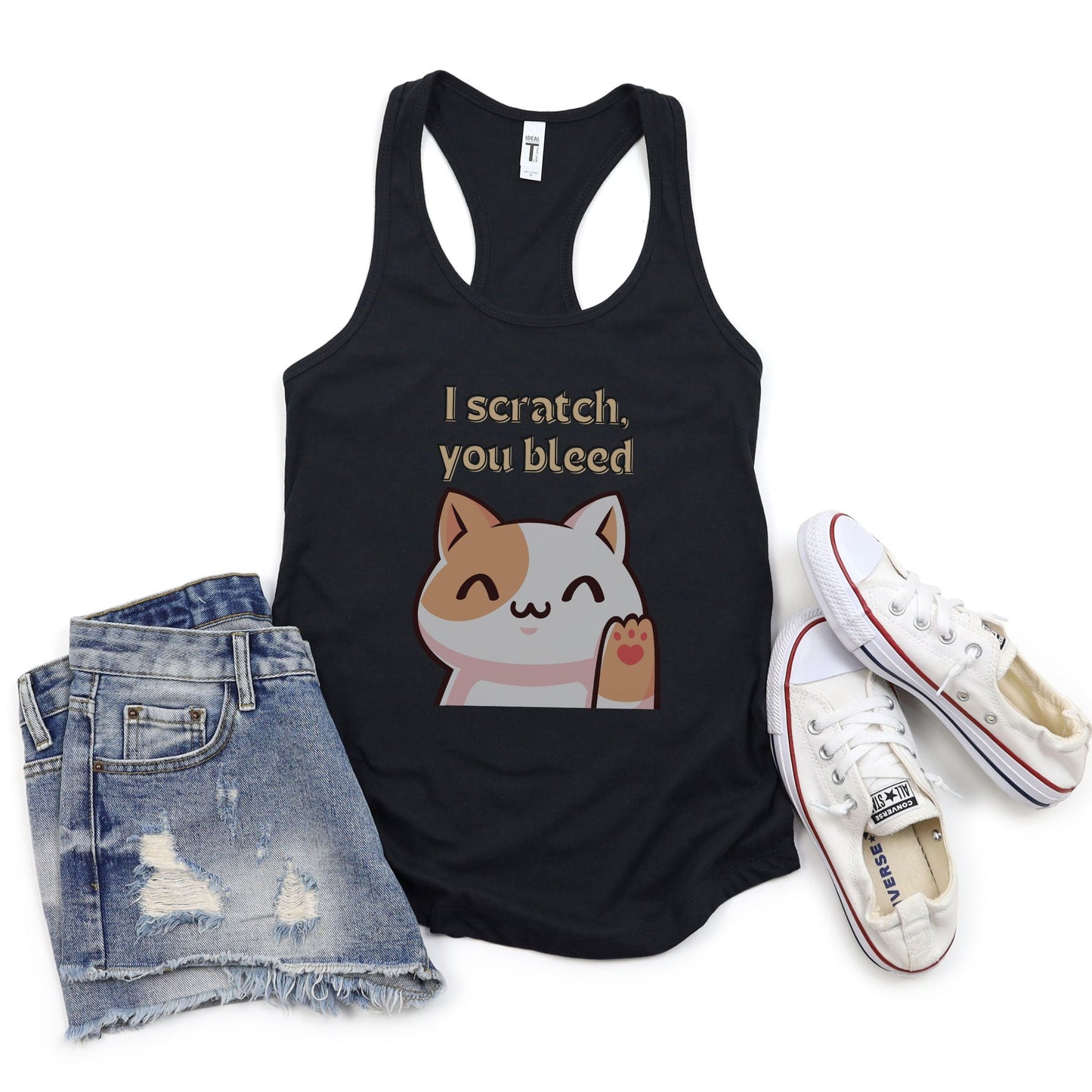 I Scratch You Bleed Cat Women's Ideal Racerback Tank