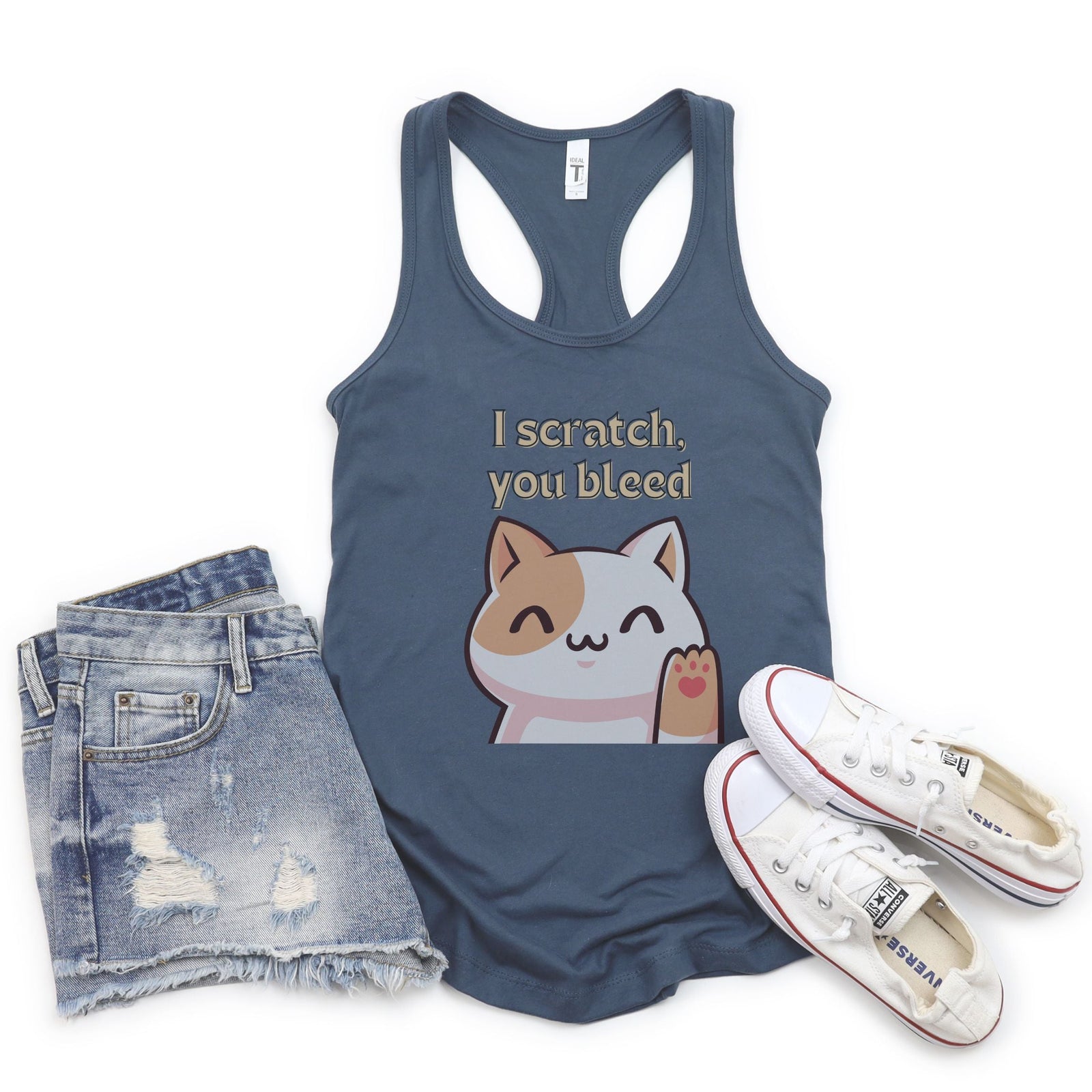 I Scratch You Bleed Cat Women's Ideal Racerback Tank