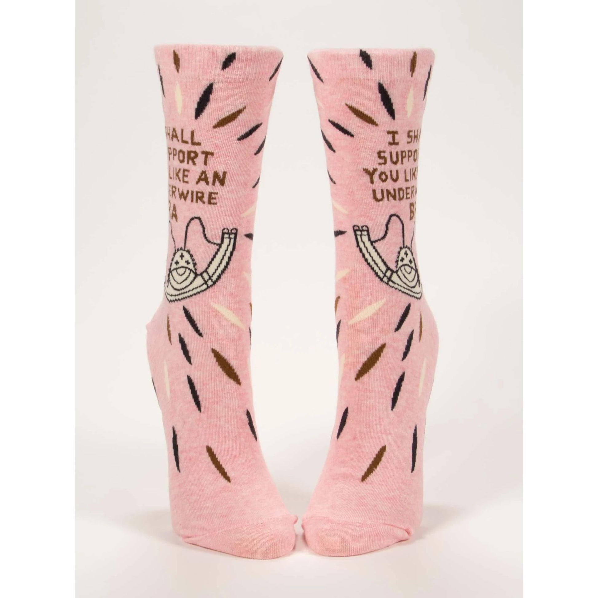 Pink socks with text and graphics