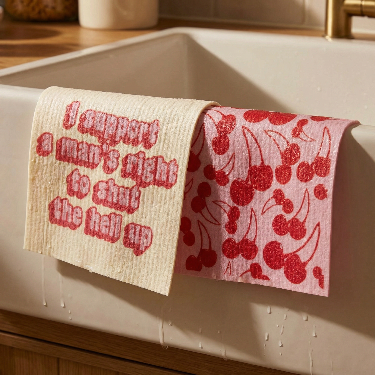 I Support A Man’s Right Swedish Dishcloth Set | Funny Feminist Cleaning Cloths Set of 2