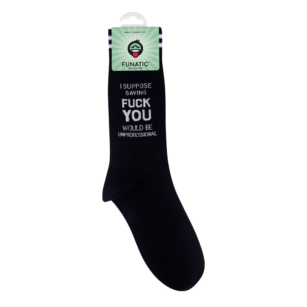 I Suppose Saying F*** You Would Be Unprofessional Socks in Black | Funny Sweary Socks