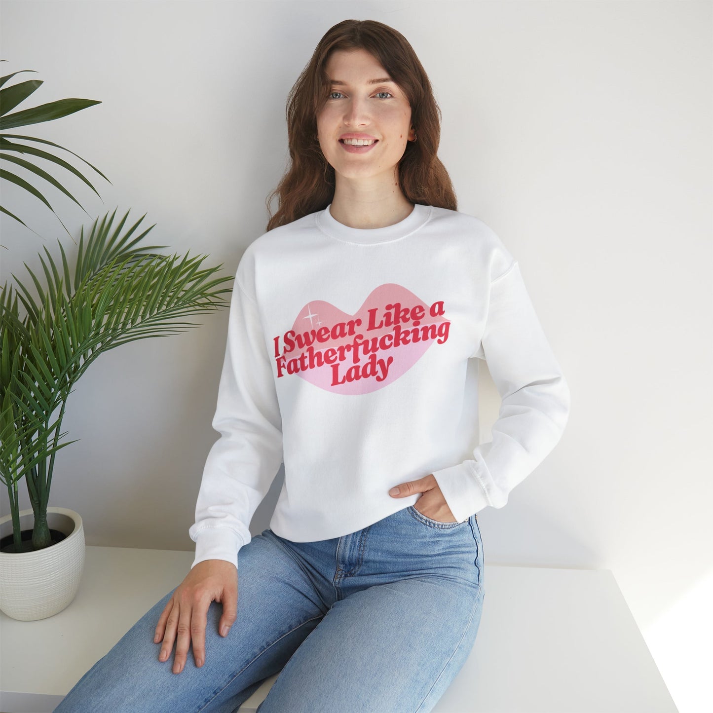 I Swear Like a Fatherfucking Lady Unisex Heavy Blend™ Crewneck Sweatshirt Sizes SM-5XL | Plus Size Available