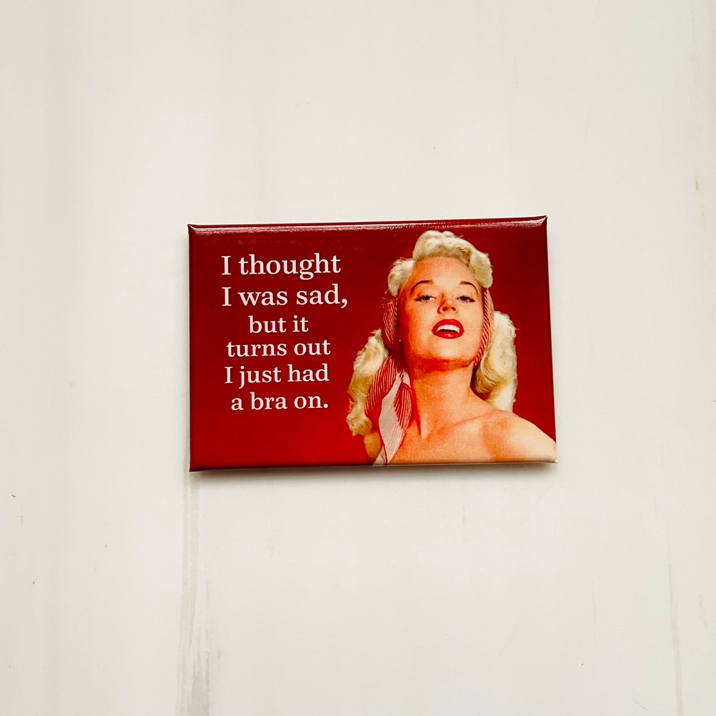 I Thought I Was Sad, But Turns Out I Just Had A Bra Rectangular Magnet | Refrigerator Magnetic Surface Decor