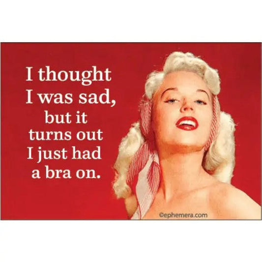 I Thought I Was Sad, But Turns Out I Just Had A Bra Rectangular Magnet | Refrigerator Magnetic Surface Decor-Ephemera-The Bullish Store