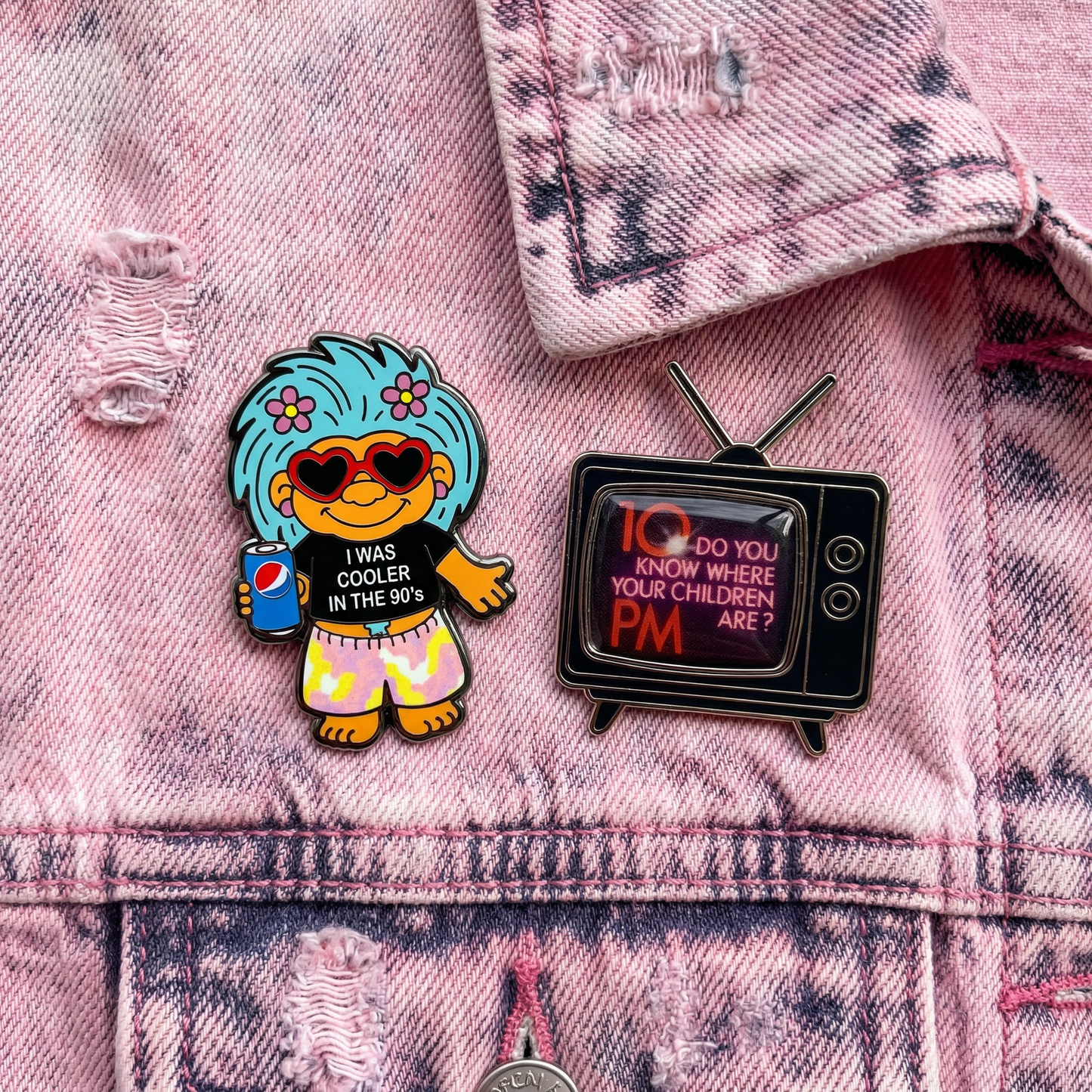 I Was Cooler in the 90’s Troll Doll Enamel Pin | Retro Nostalgic Hard Enamel Lapel Pin