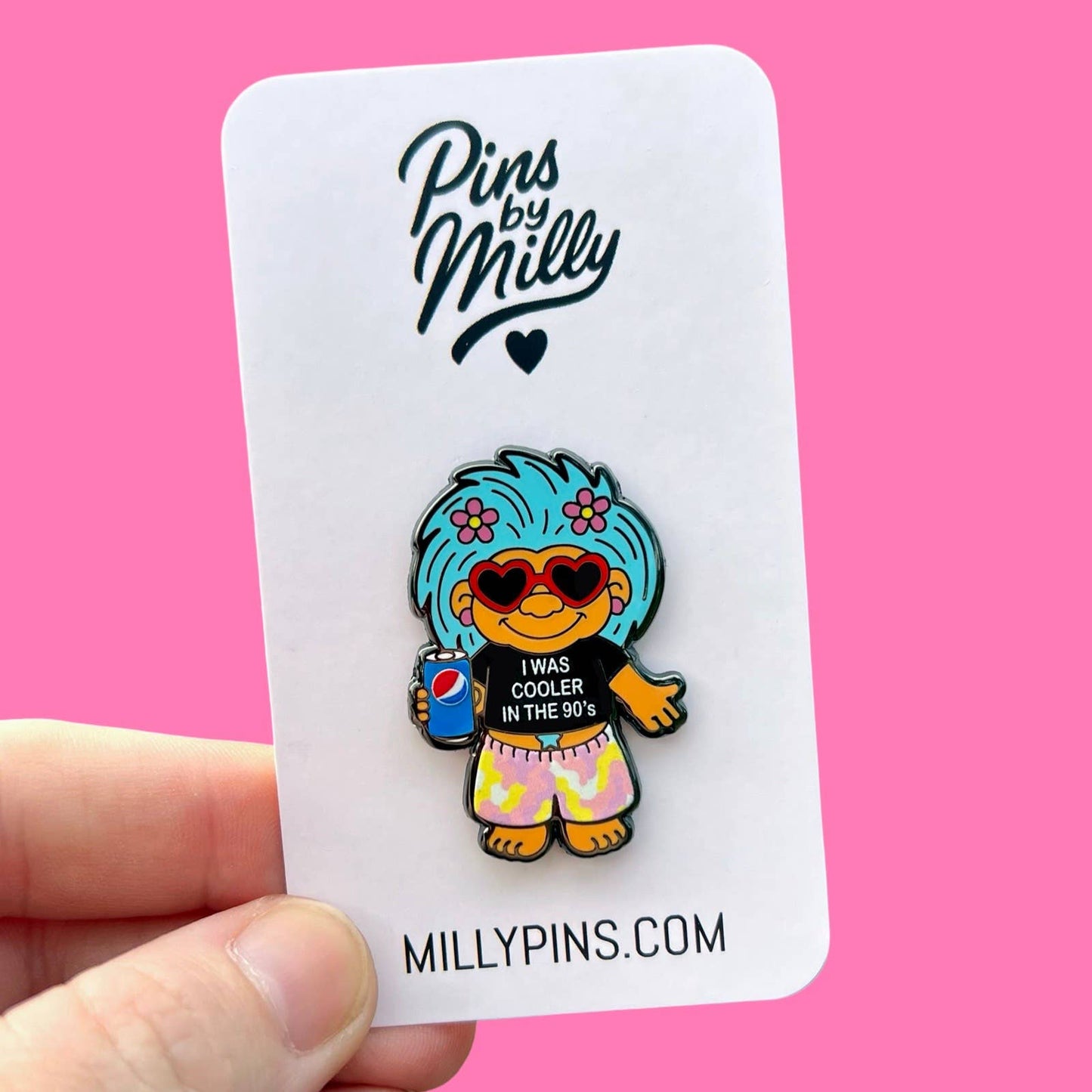 I Was Cooler in the 90’s Troll Doll Enamel Pin | Retro Nostalgic Hard Enamel Lapel Pin