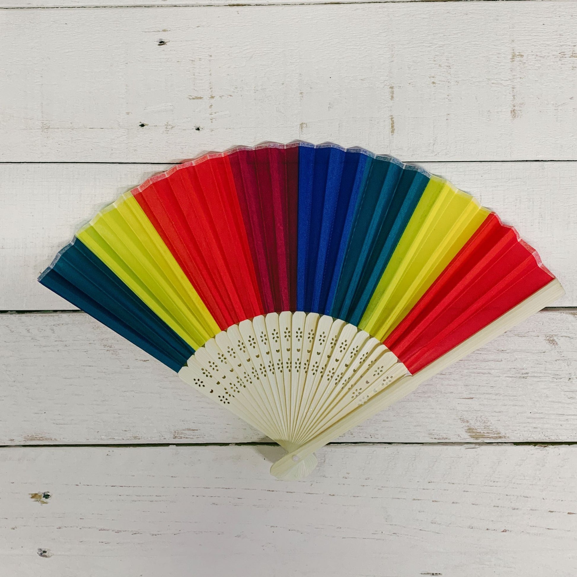 I'M A FAN OF THE GAY COMMUNITY Rainbow Folding Pride Fan | LGBTQ Pride Item, Parade Accessory