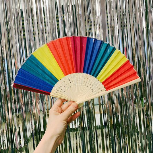 I'M A FAN OF THE GAY COMMUNITY Rainbow Folding Pride Fan | LGBTQ Pride Item, Parade Accessory
